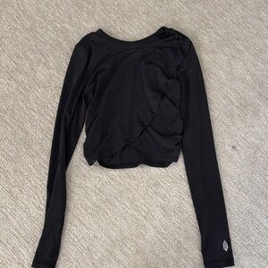 Black Long-Sleeve Women’s Wrap-Front Workout Top Free People Movement